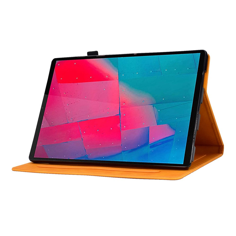 For Lenovo Tab M10 Plus TB-X606F Butterfly Flower Pattern Imprinted PU Leather Folio Case Stitching Line Card Holder Stand Smart Tablet Cover - Khaki