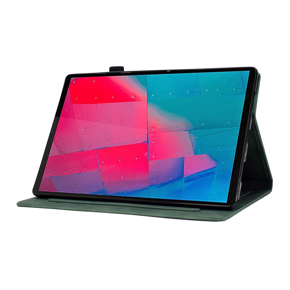 For Lenovo Tab M10 Plus TB-X606F Butterfly Flower Pattern Imprinted PU Leather Folio Case Stitching Line Card Holder Stand Smart Tablet Cover - Green