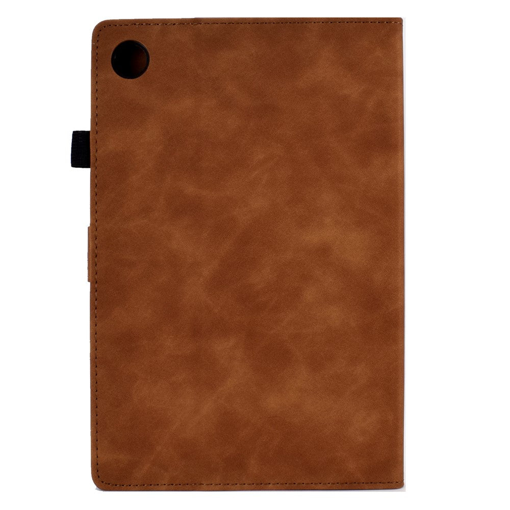 For Lenovo Tab M10 Plus TB-X606F Butterfly Flower Pattern Imprinted PU Leather Folio Case Stitching Line Card Holder Stand Smart Tablet Cover - Brown