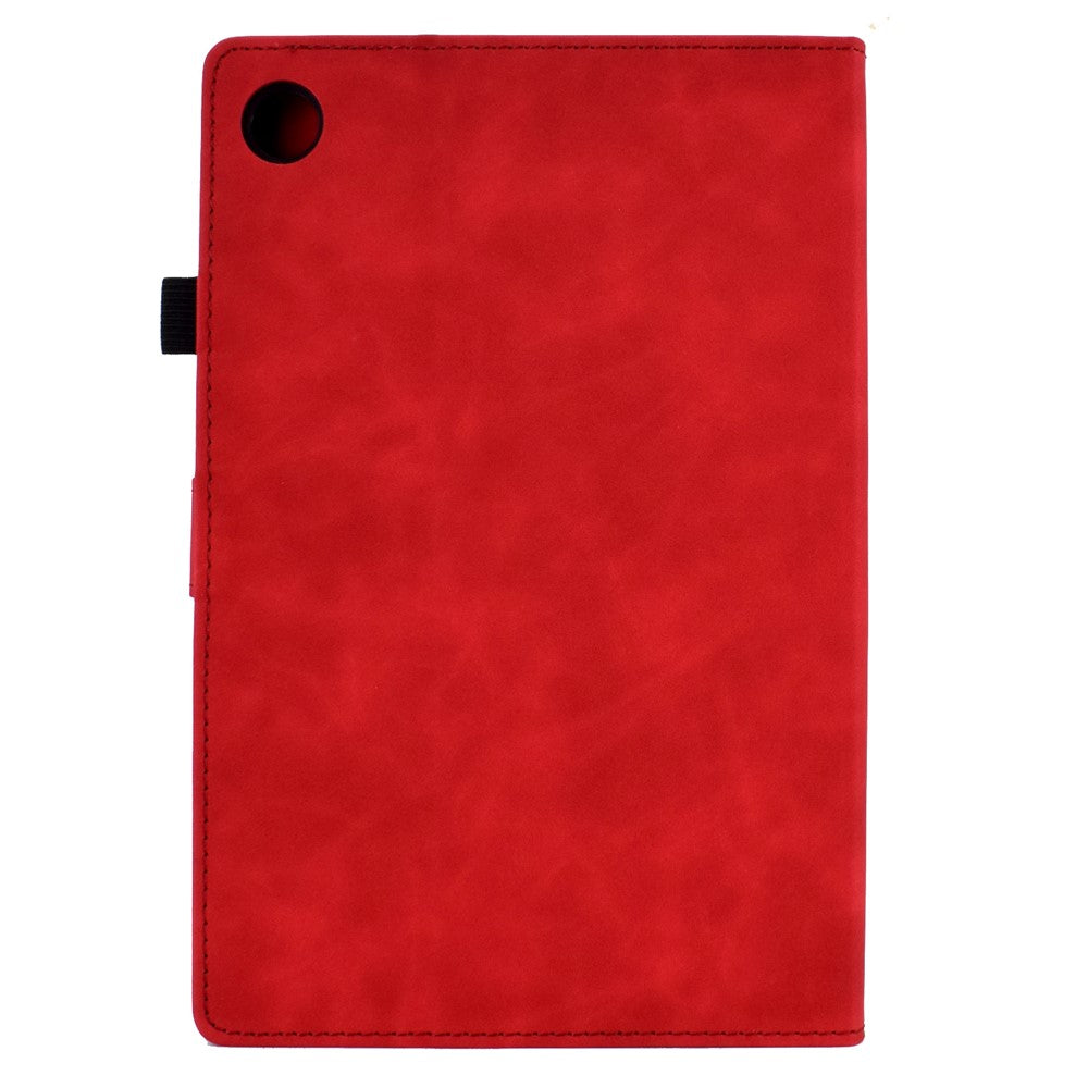 For Lenovo Tab M10 Plus TB-X606F Butterfly Flower Pattern Imprinted PU Leather Folio Case Stitching Line Card Holder Stand Smart Tablet Cover - Red