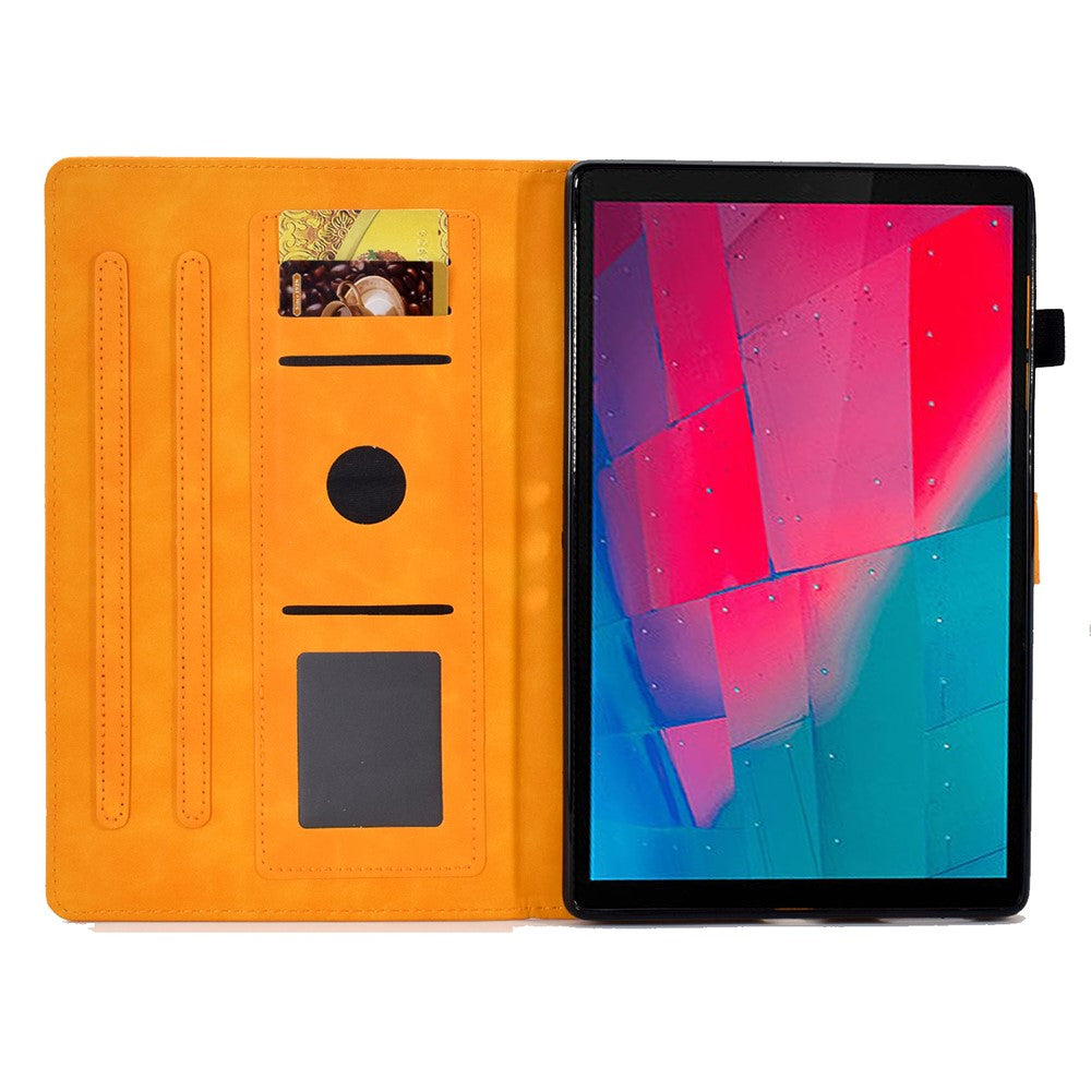 For Lenovo Tab M10 HD Gen 2 (X306X) Drop-proof PU Leather Tablet Case Stand with Card Slots Butterfly Flower Pattern Imprinted Auto Sleep / Wake Cover - Khaki