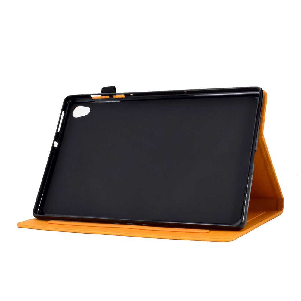 For Lenovo Tab M10 HD Gen 2 (X306X) Drop-proof PU Leather Tablet Case Stand with Card Slots Butterfly Flower Pattern Imprinted Auto Sleep / Wake Cover - Khaki