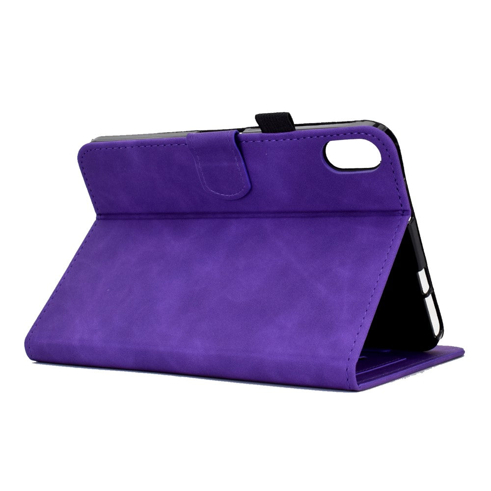 For Lenovo Tab P11 / J606F Butterfly Flower Pattern Imprinted PU Leather Stitching Line  Smart Tablet Cover with Card Holder Stand Shockproof Case - Purple