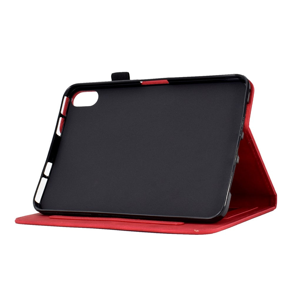 For Lenovo Tab P11 / J606F Butterfly Flower Pattern Imprinted PU Leather Stitching Line  Smart Tablet Cover with Card Holder Stand Shockproof Case - Red