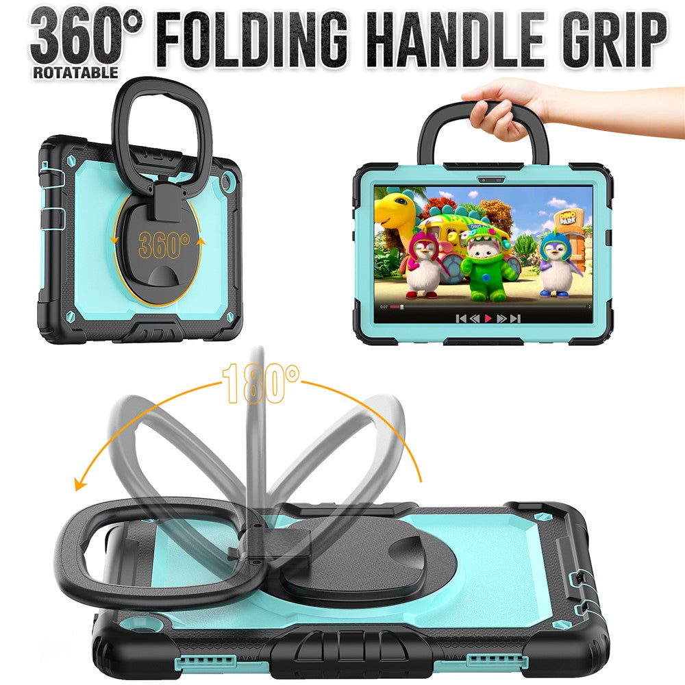 For Lenovo Tab M10 (Gen 3) TB-328FU / TB-328XU PC + Silicone Tablet Cover 360-Degree Rotating Kickstand Anti-drop Case with Shoulder Strap - Black / Baby Blue PC