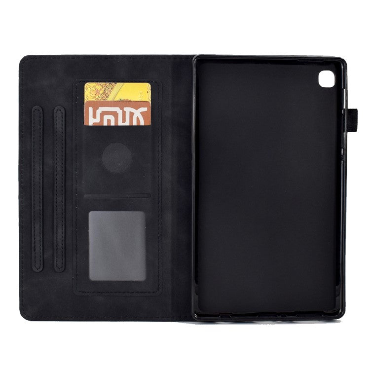 For Samsung Galaxy Tab S6 Lite (2024) / S6 Lite (2022) / S6 Lite (2020) P610 Leather Tablet Cover Tower Bike Butterfly Pattern Stand - Black