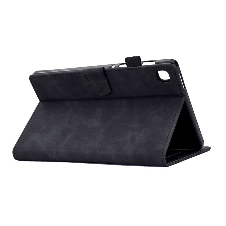For Samsung Galaxy Tab S6 Lite (2024) / S6 Lite (2022) / S6 Lite (2020) P610 Leather Tablet Cover Tower Bike Butterfly Pattern Stand - Black