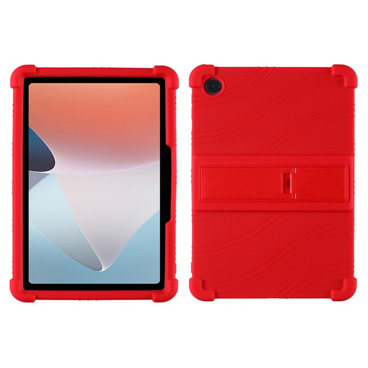 Protective Cover for Oppo Pad Air 10.36-inch 2022 with PC Kickstand, Fall Protection Soft Silicone Tablet Case - Red
