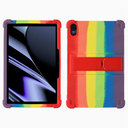 Protective Cover for Oppo Pad 11-inch, Shock-absorbing Soft Silicone Tablet Case with PC Kickstand - Rainbow