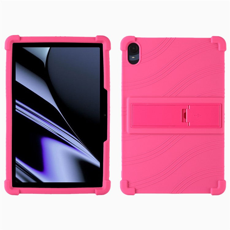 Protective Cover for Oppo Pad 11-inch, Shock-absorbing Soft Silicone Tablet Case with PC Kickstand - Rose