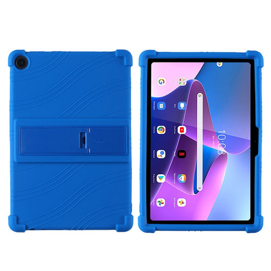 For Lenovo Tab M10 (Gen 3) / TB-328XU Anti-drop Tablet Case Anti-scratch Silicone Tablet Cover with Kickstand - Dark Blue