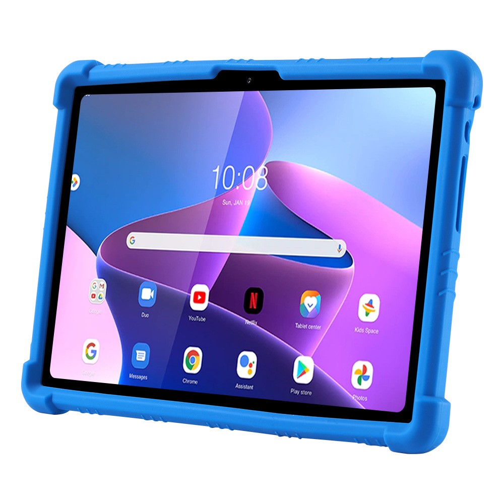 For Lenovo Tab M10 (Gen 3) / TB-328XU Anti-drop Tablet Case Anti-scratch Silicone Tablet Cover with Kickstand - Dark Blue