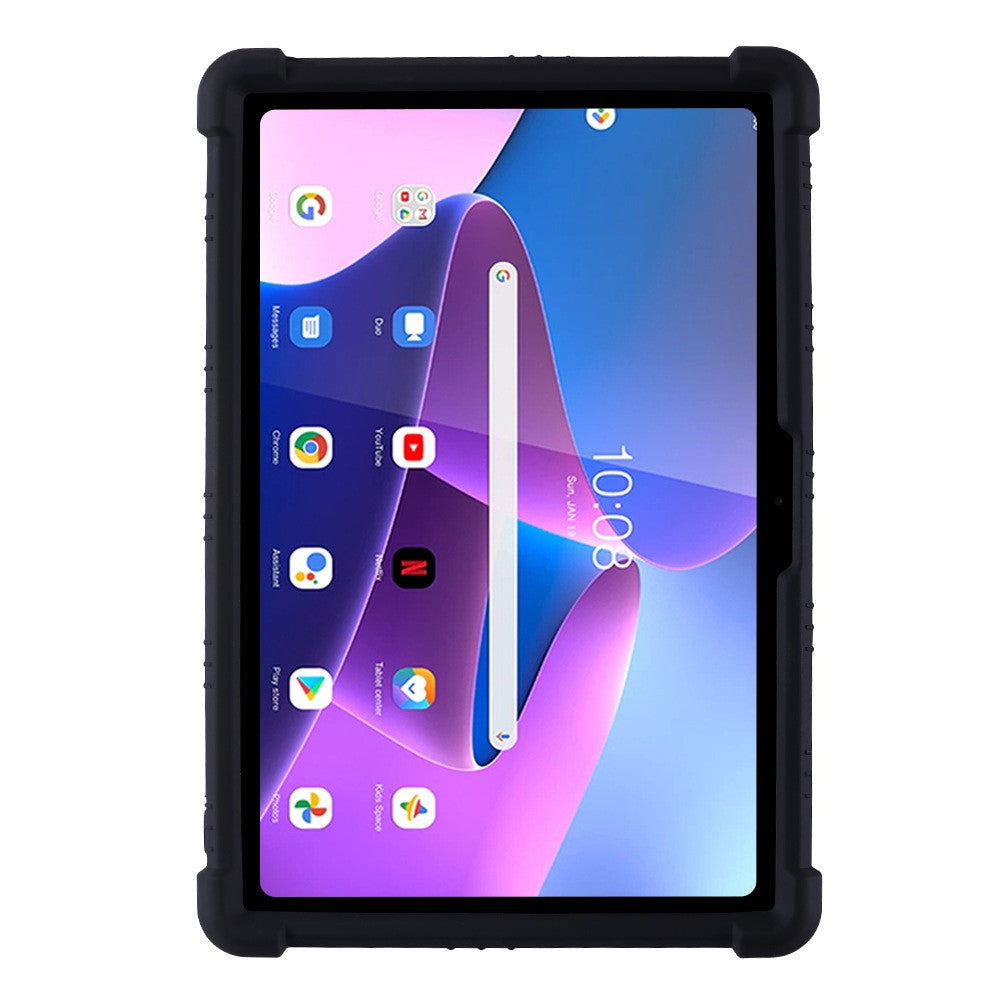 For Lenovo Tab M10 (Gen 3) / TB-328XU Anti-drop Tablet Case Anti-scratch Silicone Tablet Cover with Kickstand - Black