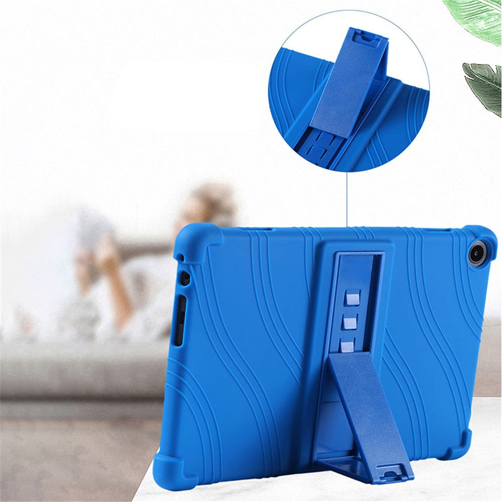 For Lenovo Tab M10 (Gen 3) / TB-328XU Anti-drop Tablet Case Anti-scratch Silicone Tablet Cover with Kickstand - Black