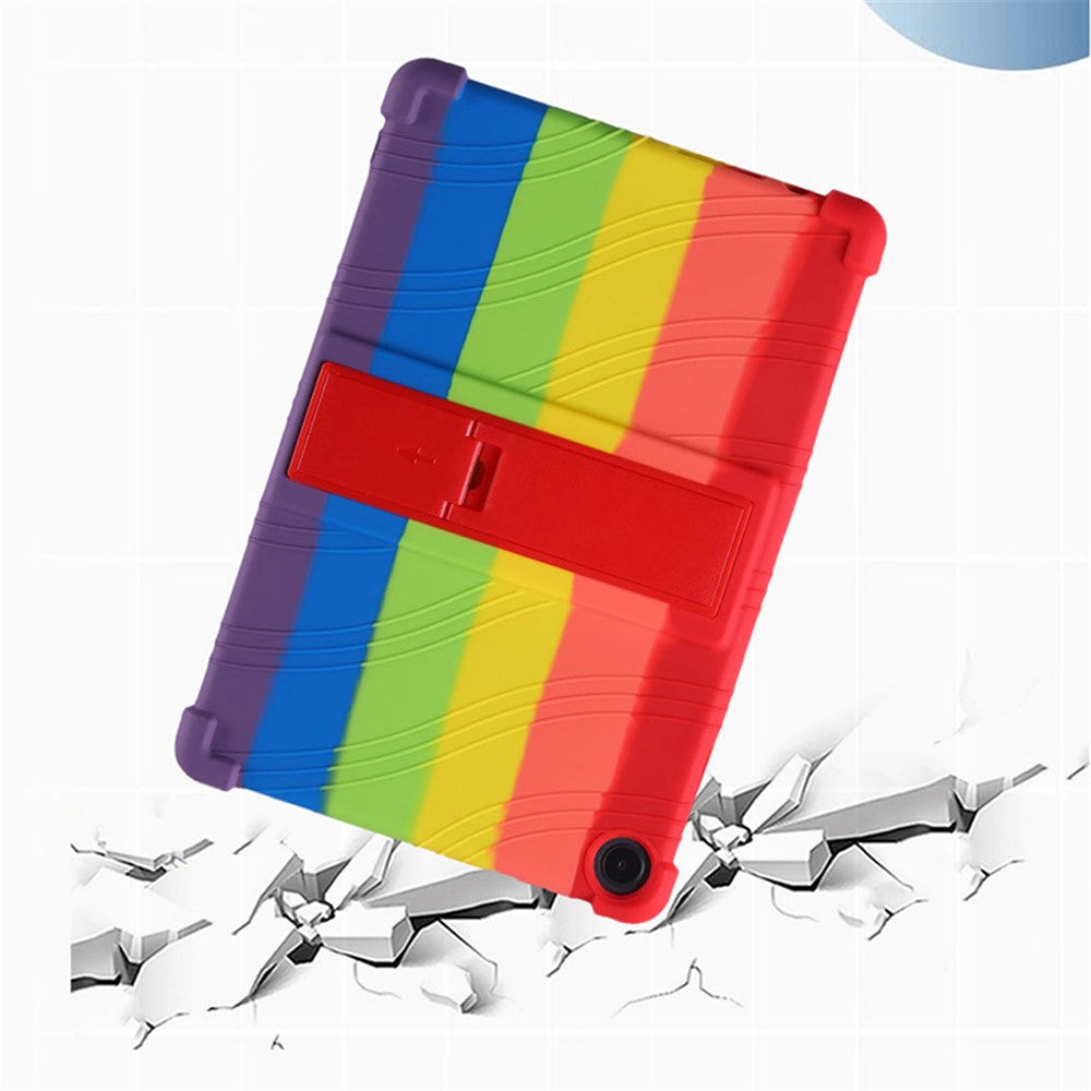 For Lenovo Tab M10 (Gen 3) / TB-328XU Anti-drop Tablet Case Anti-scratch Silicone Tablet Cover with Kickstand - Black