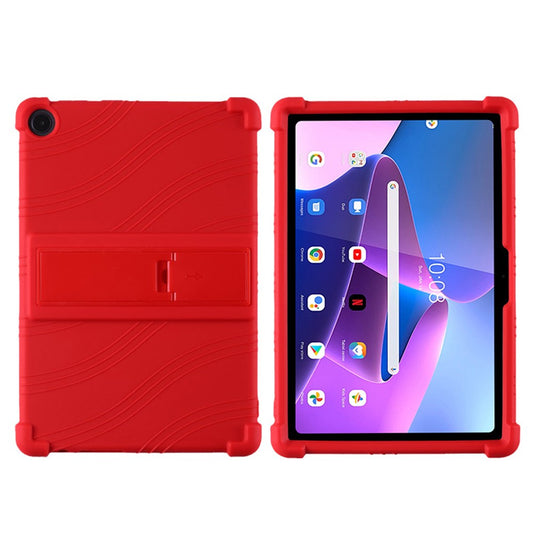 For Lenovo Tab M10 (Gen 3) / TB-328XU Anti-drop Tablet Case Anti-scratch Silicone Tablet Cover with Kickstand - Red