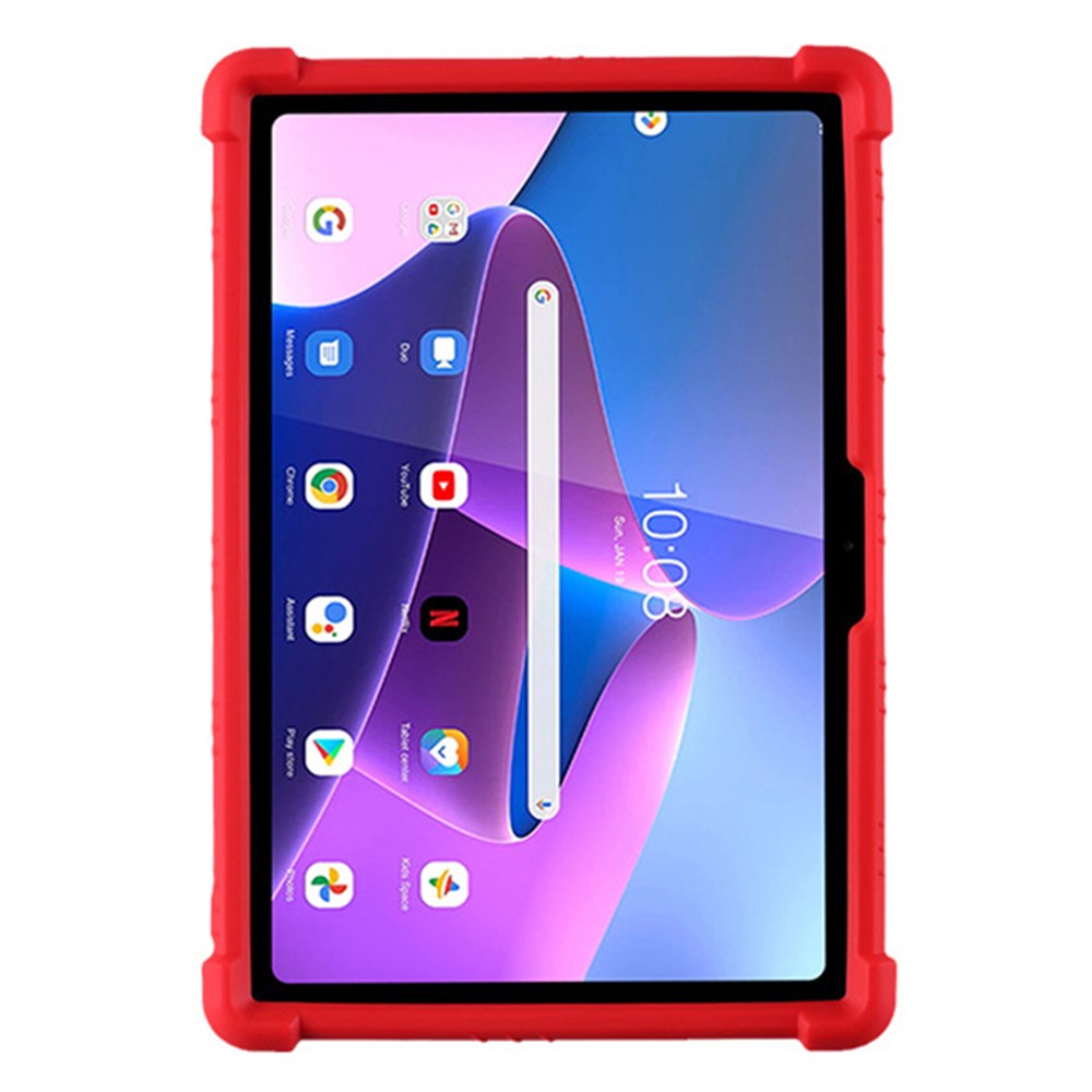 For Lenovo Tab M10 (Gen 3) / TB-328XU Anti-drop Tablet Case Anti-scratch Silicone Tablet Cover with Kickstand - Red