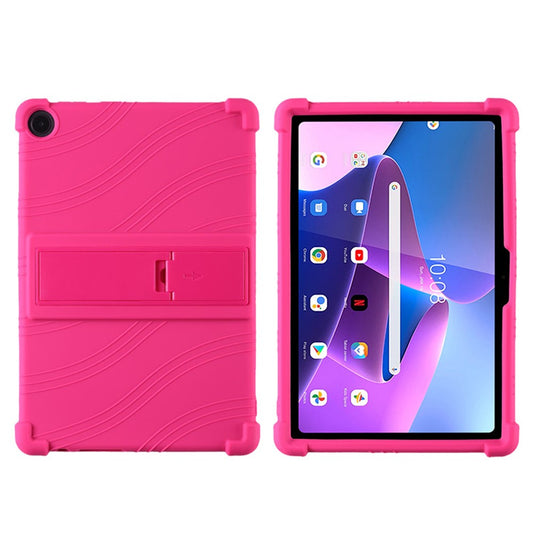 For Lenovo Tab M10 (Gen 3) / TB-328XU Anti-drop Tablet Case Anti-scratch Silicone Tablet Cover with Kickstand - Rose