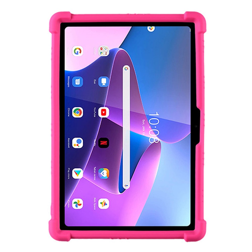 For Lenovo Tab M10 (Gen 3) / TB-328XU Anti-drop Tablet Case Anti-scratch Silicone Tablet Cover with Kickstand - Rose