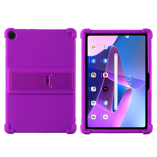 For Lenovo Tab M10 (Gen 3) / TB-328XU Anti-drop Tablet Case Anti-scratch Silicone Tablet Cover with Kickstand - Purple