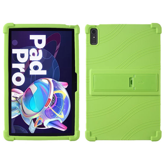 For Lenovo Pad Pro 2022 TB138FC / TB132FU Silicone Tablet Case Multi-Angle Kickstand Protective Cover - Green