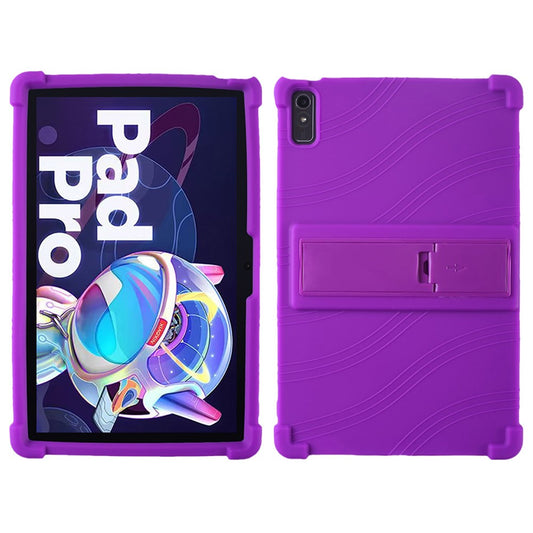 For Lenovo Pad Pro 2022 TB138FC / TB132FU Silicone Tablet Case Multi-Angle Kickstand Protective Cover - Purple