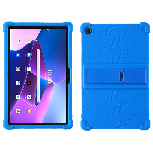 For Lenovo K10 Pro TB226XC / TB-223FC Anti-Slip Silicone Tablet Case Kickstand Shockproof Protective Cover - Dark Blue