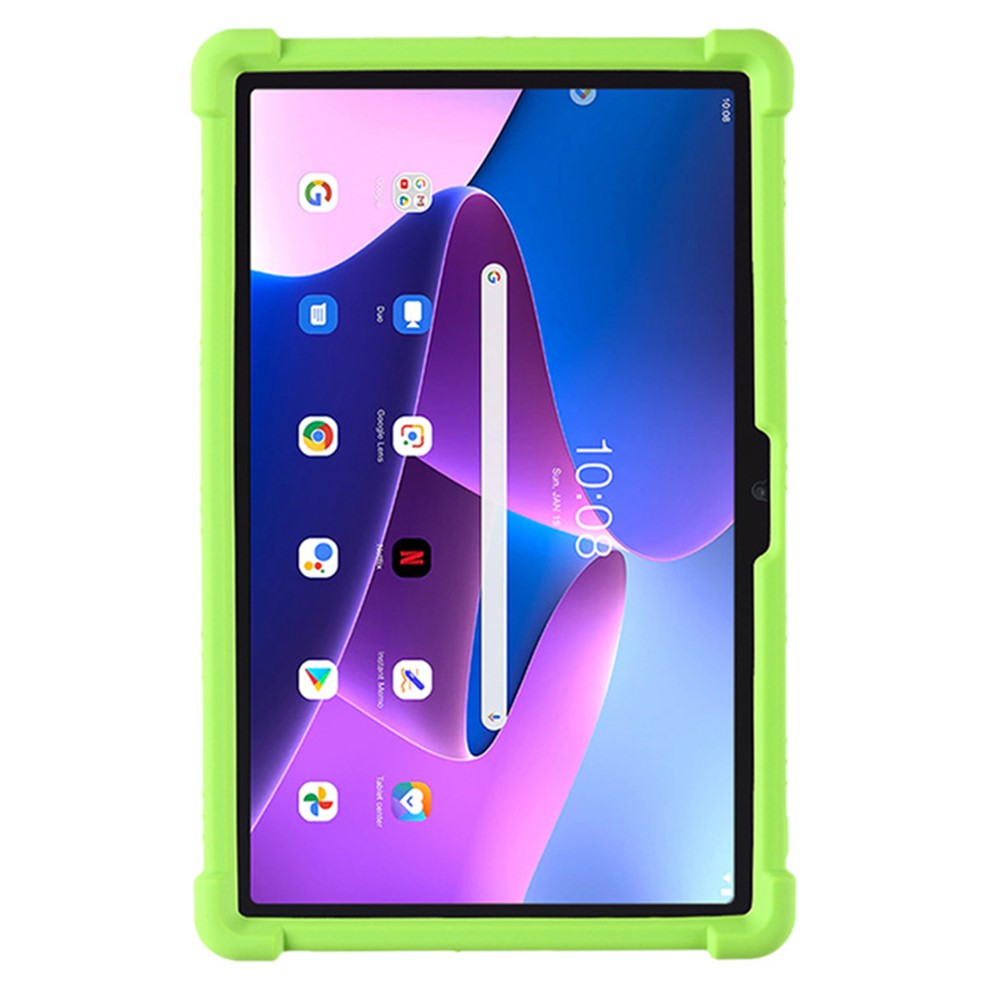 For Lenovo K10 Pro TB226XC / TB-223FC Anti-Slip Silicone Tablet Case Kickstand Shockproof Protective Cover - Green