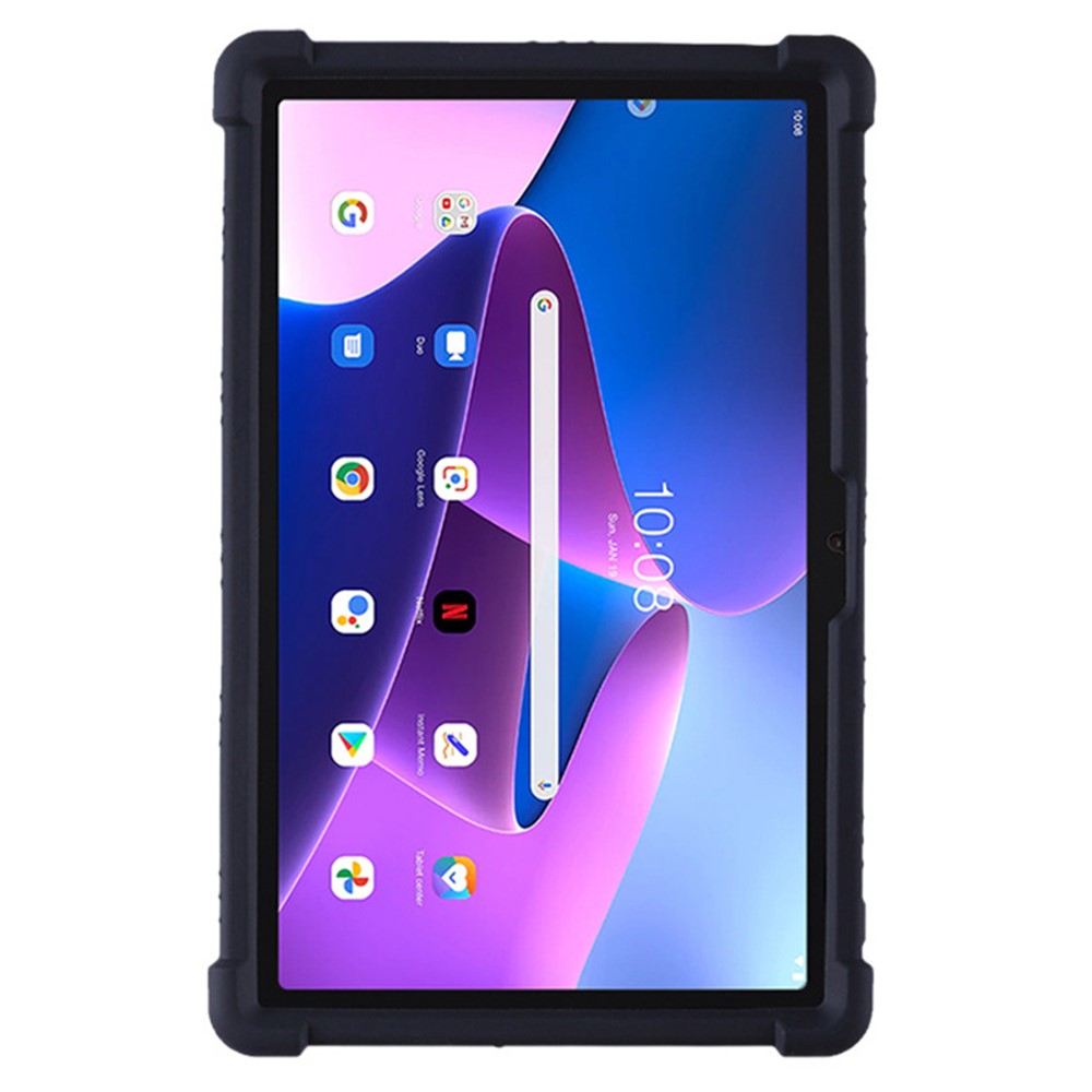 For Lenovo K10 Pro TB226XC / TB-223FC Anti-Slip Silicone Tablet Case Kickstand Shockproof Protective Cover - Black