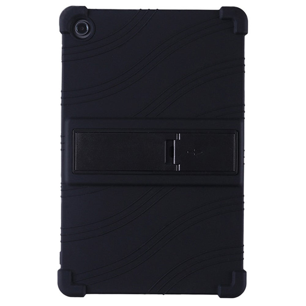 For Lenovo K10 Pro TB226XC / TB-223FC Anti-Slip Silicone Tablet Case Kickstand Shockproof Protective Cover - Black