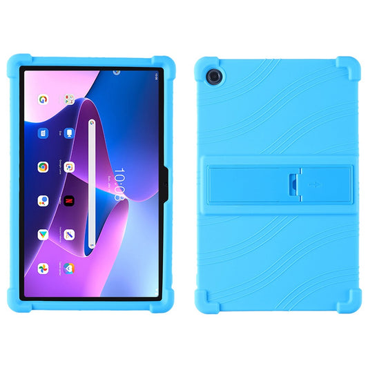 For Lenovo K10 Pro TB226XC / TB-223FC Anti-Slip Silicone Tablet Case Kickstand Shockproof Protective Cover - Sky Blue
