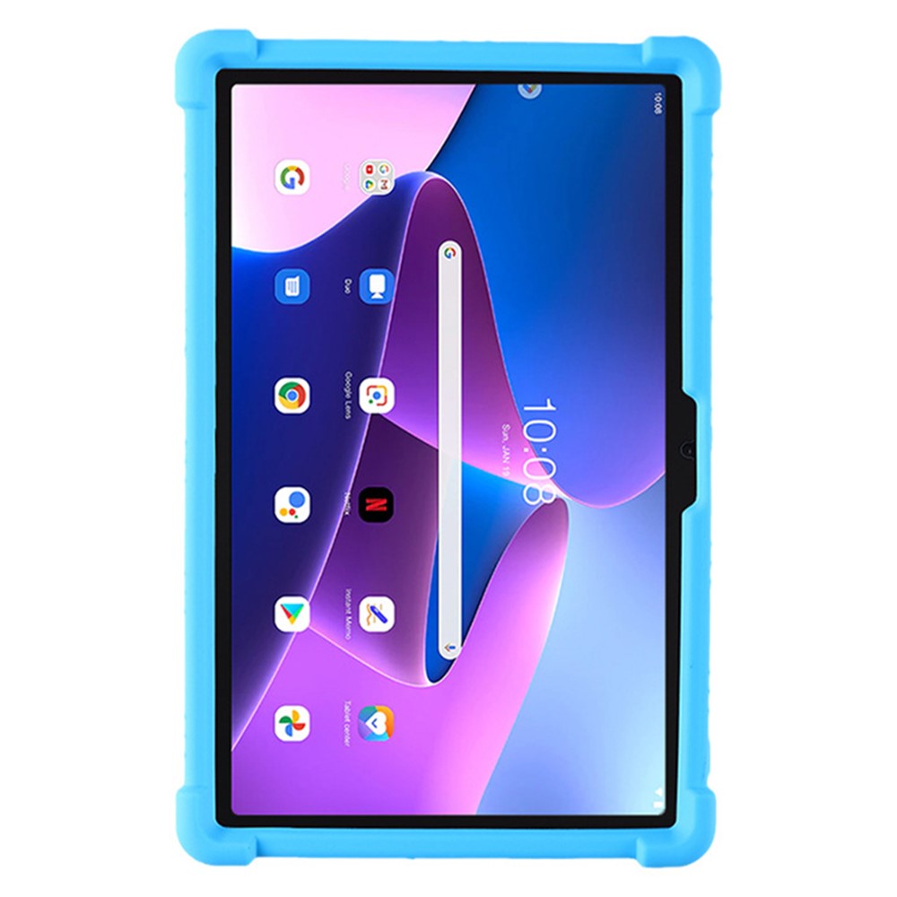 For Lenovo K10 Pro TB226XC / TB-223FC Anti-Slip Silicone Tablet Case Kickstand Shockproof Protective Cover - Sky Blue