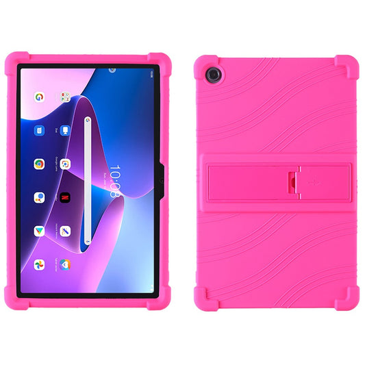For Lenovo K10 Pro TB226XC / TB-223FC Anti-Slip Silicone Tablet Case Kickstand Shockproof Protective Cover - Rose