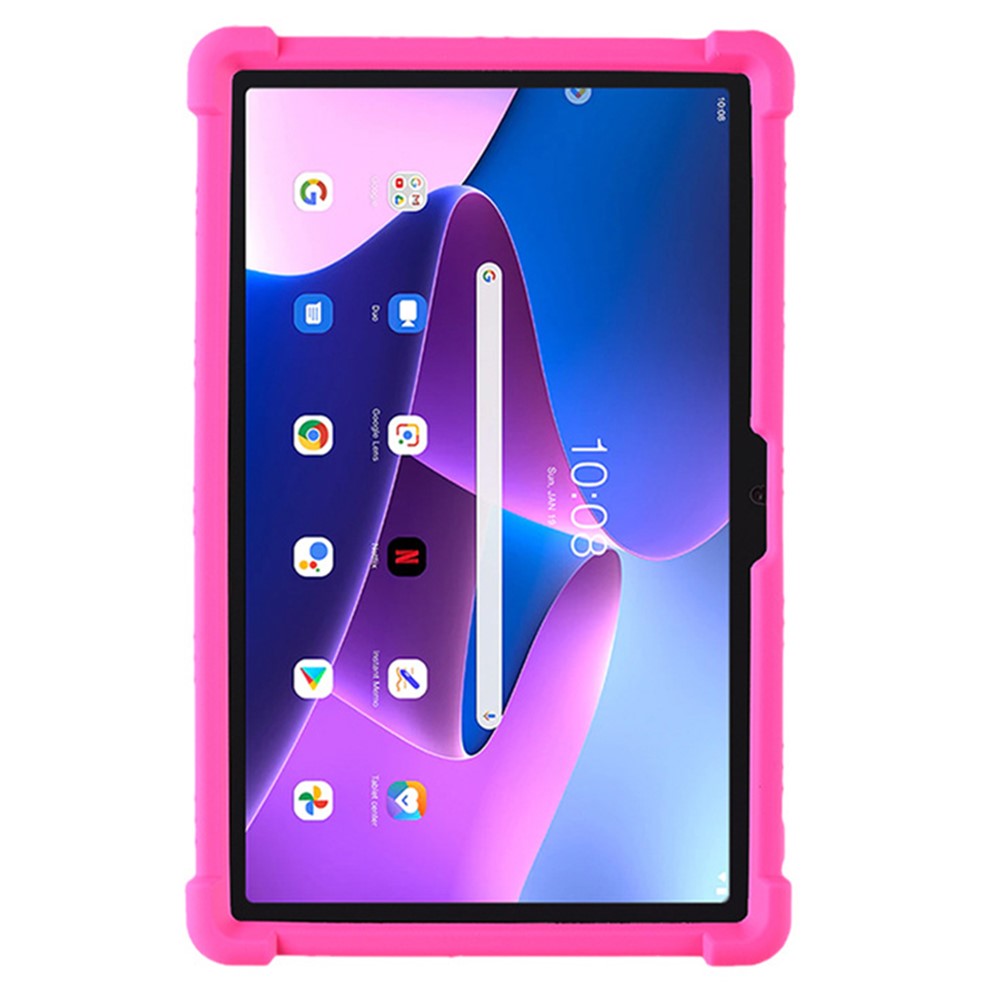 For Lenovo K10 Pro TB226XC / TB-223FC Anti-Slip Silicone Tablet Case Kickstand Shockproof Protective Cover - Rose