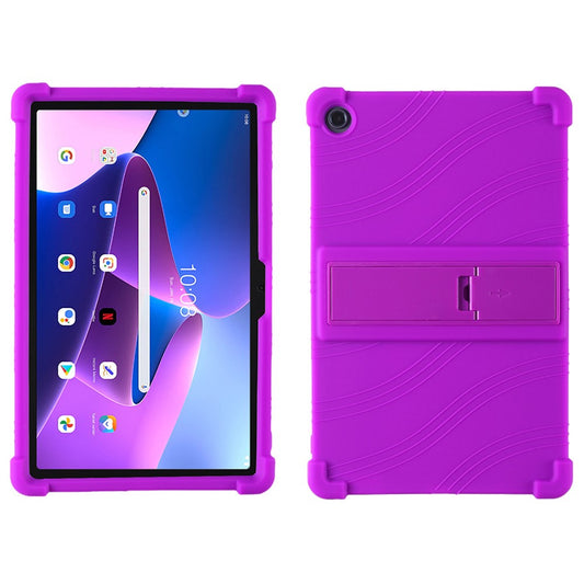 For Lenovo K10 Pro TB226XC / TB-223FC Anti-Slip Silicone Tablet Case Kickstand Shockproof Protective Cover - Purple