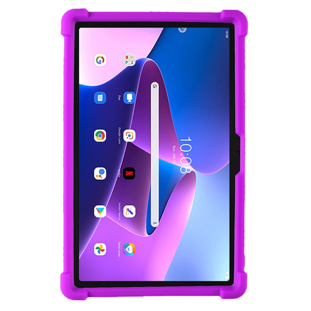 For Lenovo K10 Pro TB226XC / TB-223FC Anti-Slip Silicone Tablet Case Kickstand Shockproof Protective Cover - Purple