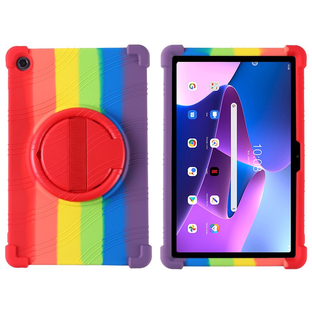 For Lenovo Tab M10 Plus (3rd Gen) / Xiaoxin Pad 2022 10.6 inch 125FU / 128FU Silicone Protective Cover Rotary Hand Grip Kickstand Shockproof Tablet Case - Multi-color