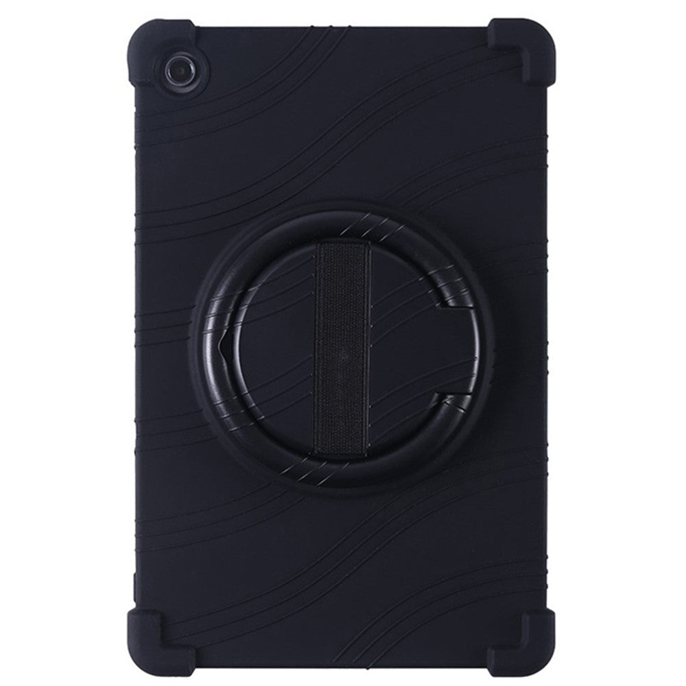For Lenovo Tab M10 Plus (3rd Gen) / Xiaoxin Pad 2022 10.6 inch 125FU / 128FU Silicone Protective Cover Rotary Hand Grip Kickstand Shockproof Tablet Case - Black