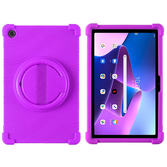 For Lenovo Tab M10 Plus (3rd Gen) / Xiaoxin Pad 2022 10.6 inch 125FU / 128FU Silicone Protective Cover Rotary Hand Grip Kickstand Shockproof Tablet Case - Purple