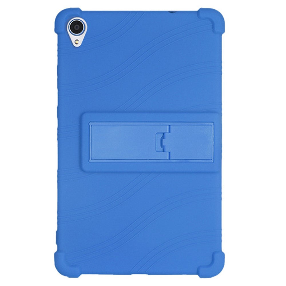 For Lenovo Tab M8 (FHD) TB-8505 / TB-8705 Kickstand Silicone Tablet Case Anti-Slip Kids Friendly Shockproof Soft Cover - Dark Blue