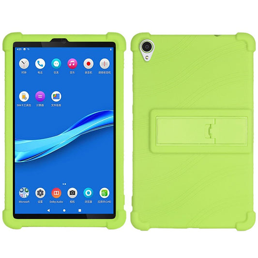 For Lenovo Tab M8 (FHD) TB-8505 / TB-8705 Kickstand Silicone Tablet Case Anti-Slip Kids Friendly Shockproof Soft Cover - Green
