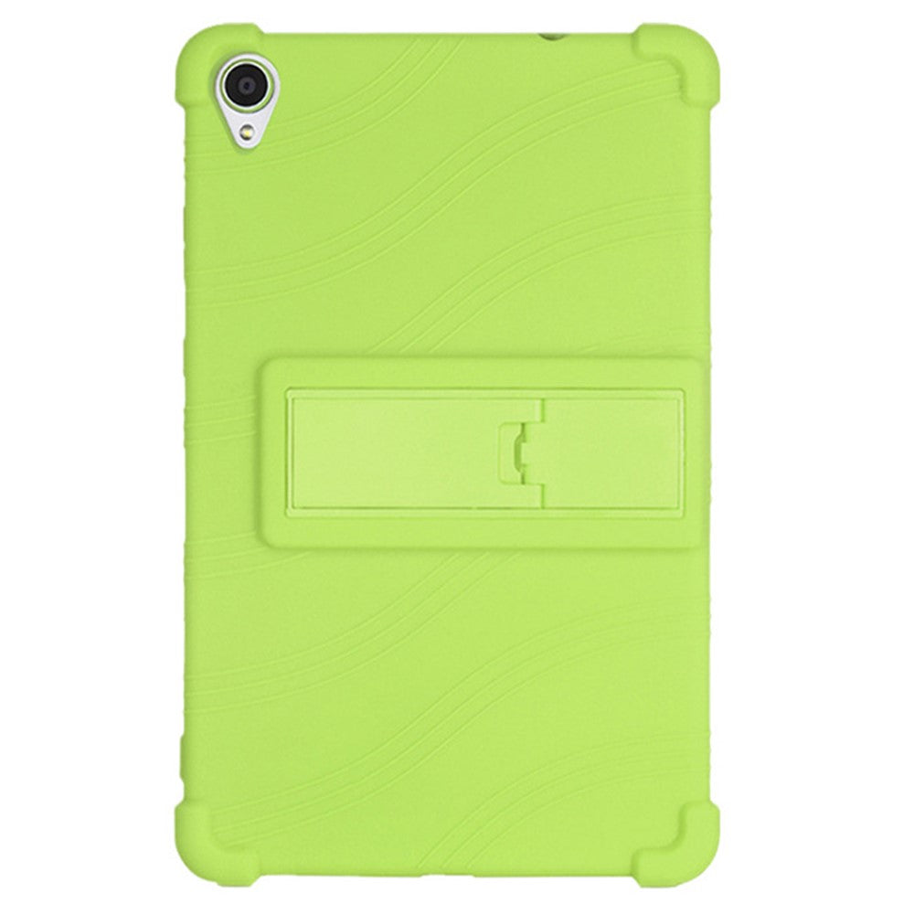 For Lenovo Tab M8 (FHD) TB-8505 / TB-8705 Kickstand Silicone Tablet Case Anti-Slip Kids Friendly Shockproof Soft Cover - Green