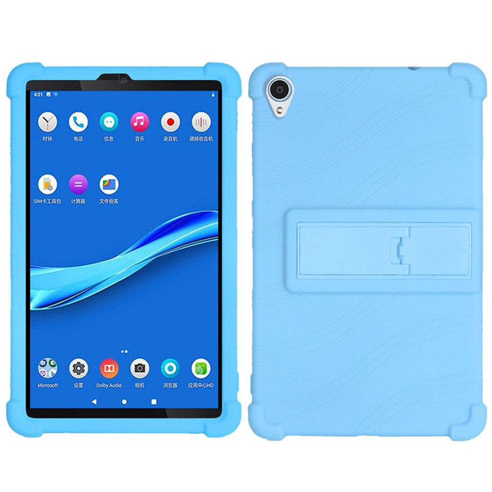 For Lenovo Tab M8 (FHD) TB-8505 / TB-8705 Kickstand Silicone Tablet Case Anti-Slip Kids Friendly Shockproof Soft Cover - Sky Blue