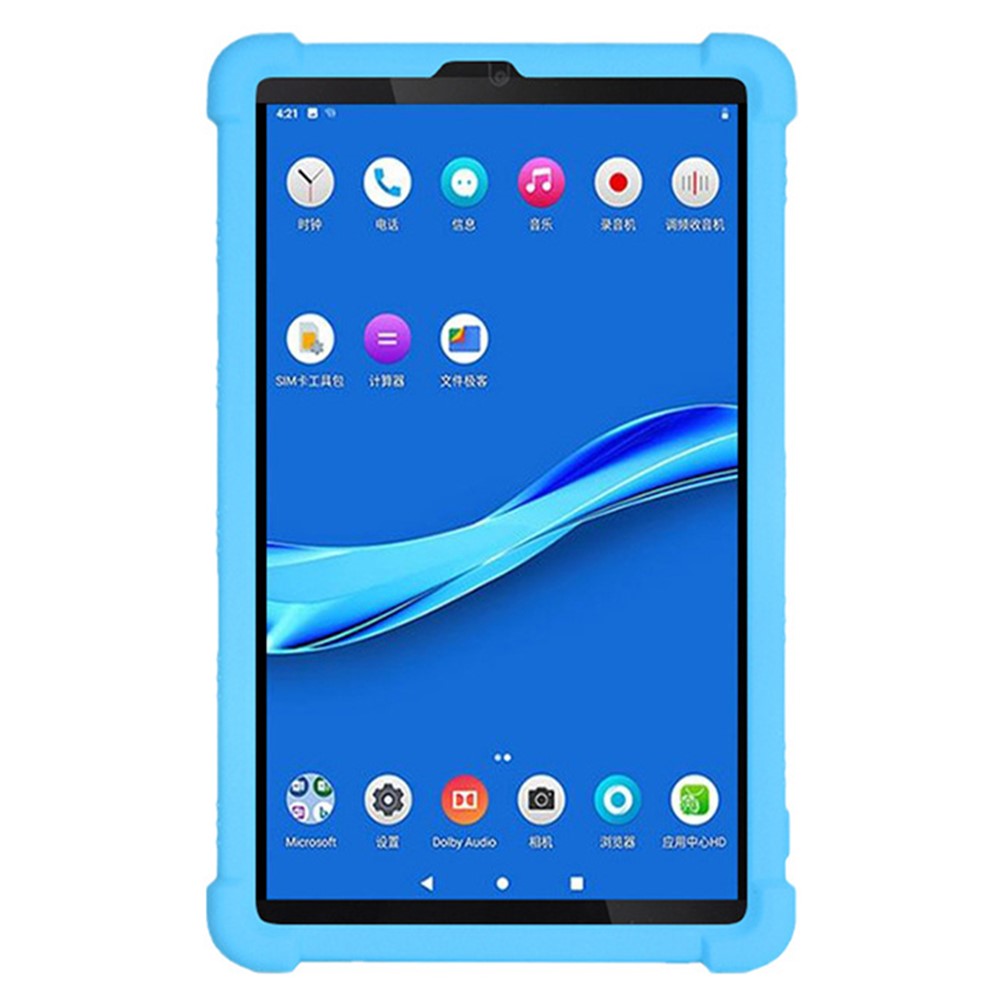 For Lenovo Tab M8 (FHD) TB-8505 / TB-8705 Kickstand Silicone Tablet Case Anti-Slip Kids Friendly Shockproof Soft Cover - Sky Blue