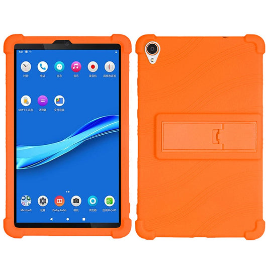 For Lenovo Tab M8 (FHD) TB-8505 / TB-8705 Kickstand Silicone Tablet Case Anti-Slip Kids Friendly Shockproof Soft Cover - Orange