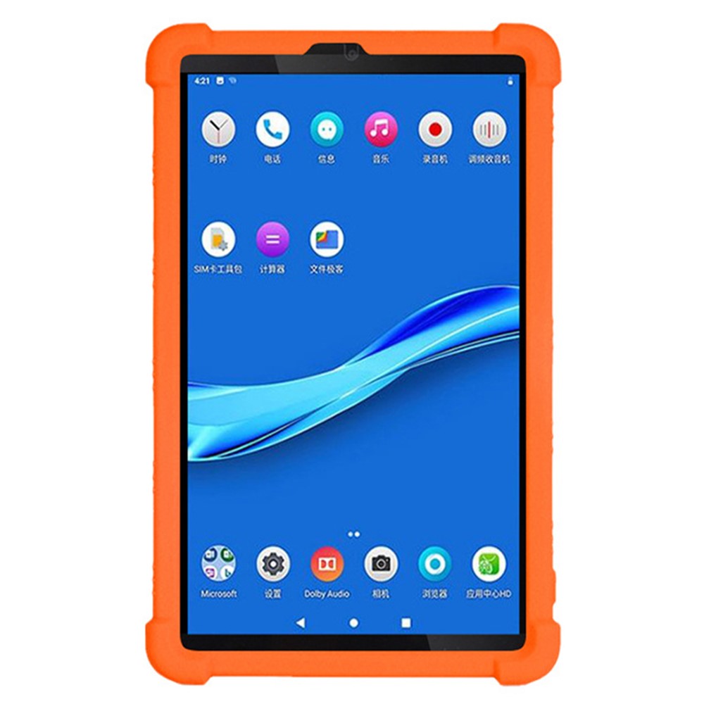 For Lenovo Tab M8 (FHD) TB-8505 / TB-8705 Kickstand Silicone Tablet Case Anti-Slip Kids Friendly Shockproof Soft Cover - Orange
