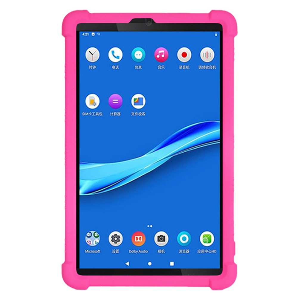 For Lenovo Tab M8 (FHD) TB-8505 / TB-8705 Kickstand Silicone Tablet Case Anti-Slip Kids Friendly Shockproof Soft Cover - Rose