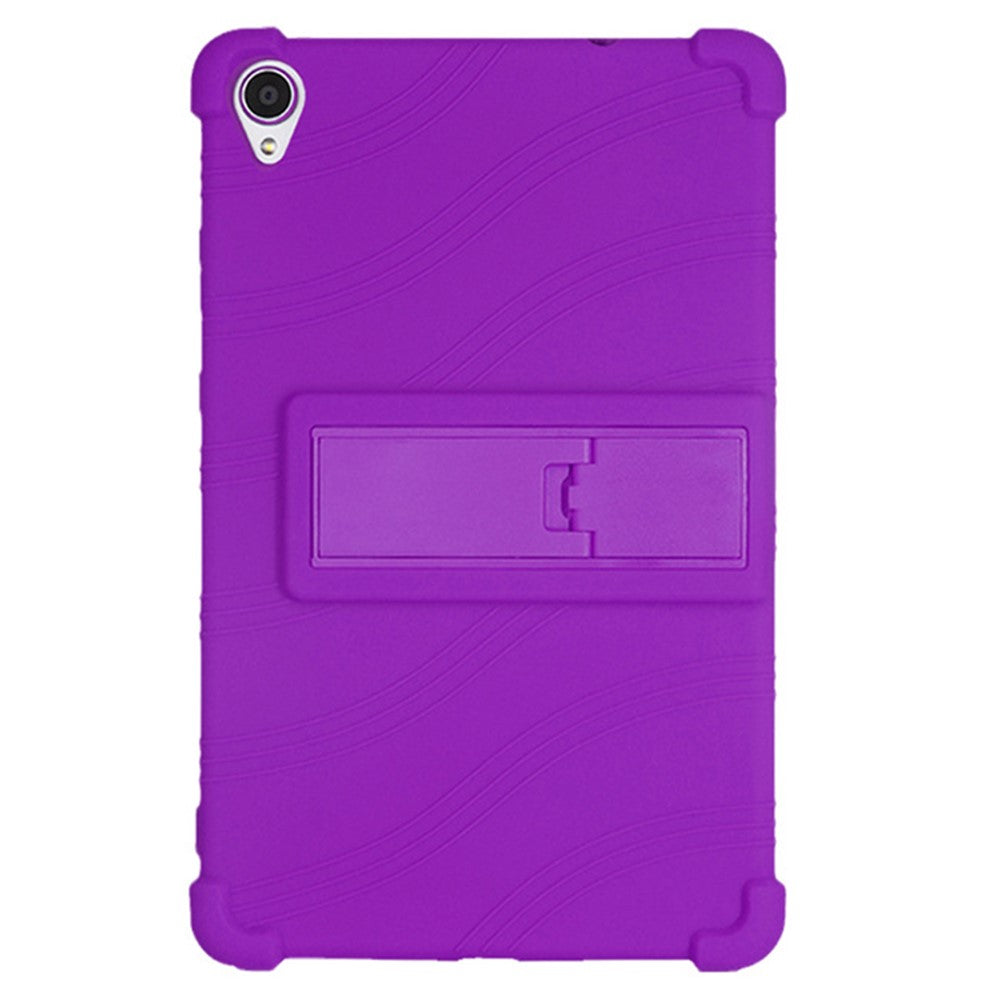 For Lenovo Tab M8 (FHD) TB-8505 / TB-8705 Kickstand Silicone Tablet Case Anti-Slip Kids Friendly Shockproof Soft Cover - Purple
