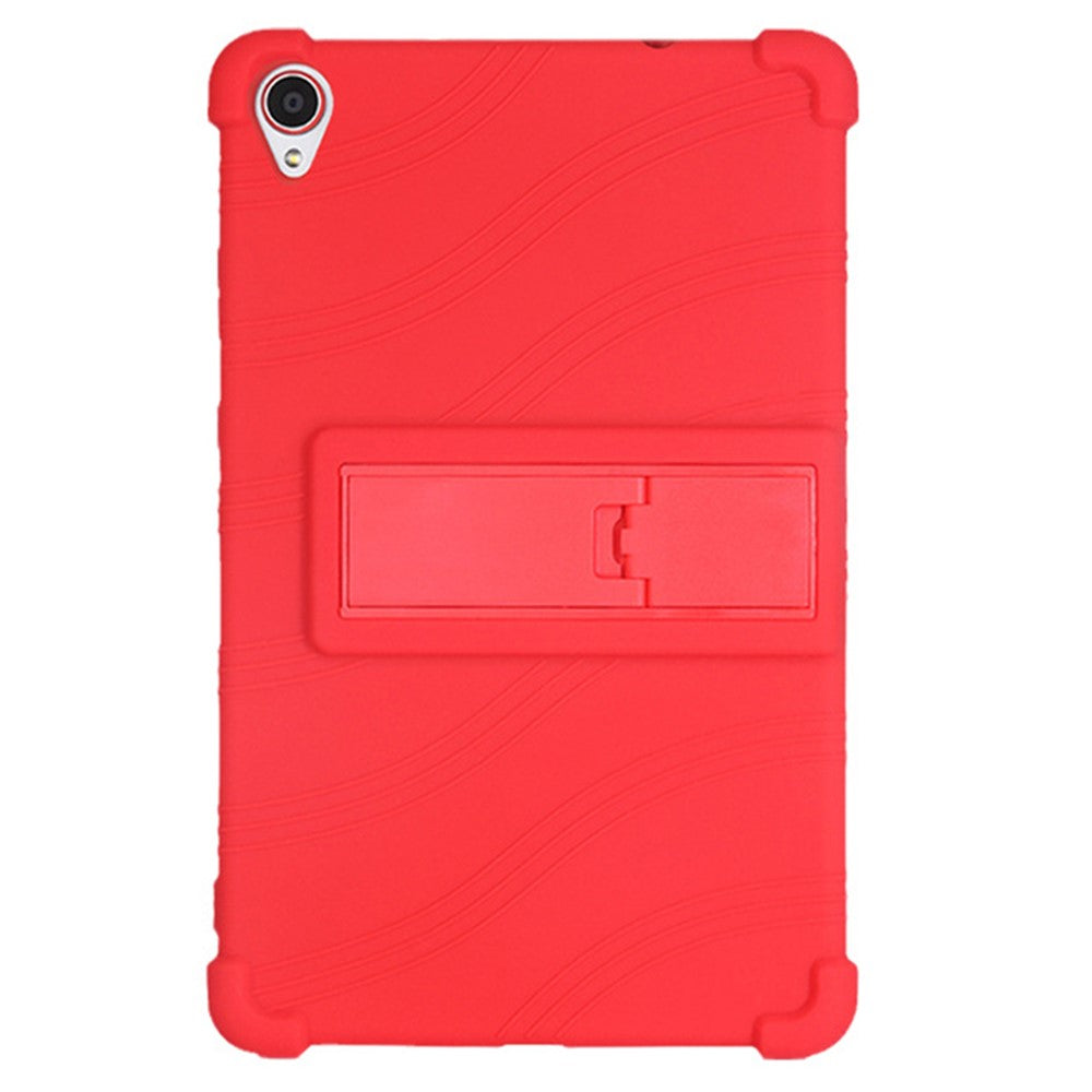 For Lenovo Tab M8 (FHD) TB-8505 / TB-8705 Kickstand Silicone Tablet Case Anti-Slip Kids Friendly Shockproof Soft Cover - Red