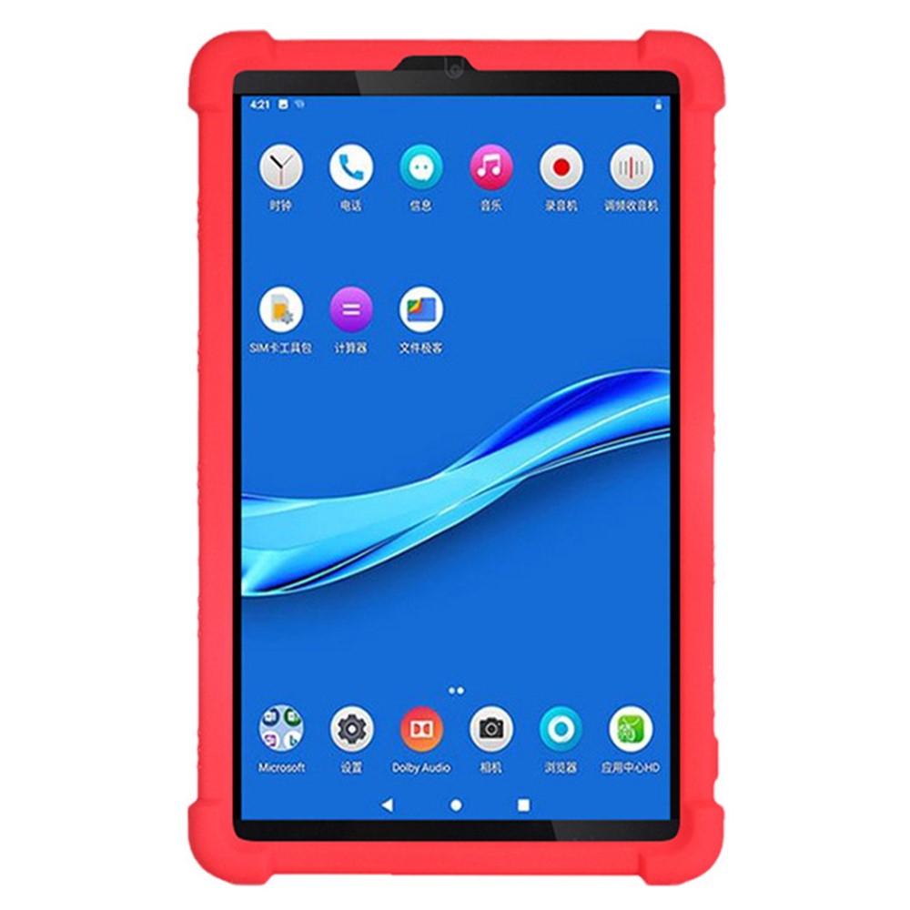For Lenovo Tab M8 (FHD) TB-8505 / TB-8705 Kickstand Silicone Tablet Case Anti-Slip Kids Friendly Shockproof Soft Cover - Red